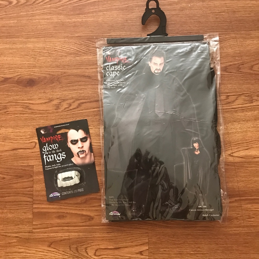 Halloween vampire cape and fangs costume